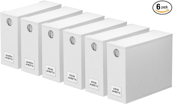 SpaceAid 6 Pack Bed Sheet Organizers and Storage, Foldable Sheet Organizer by SpaceAid