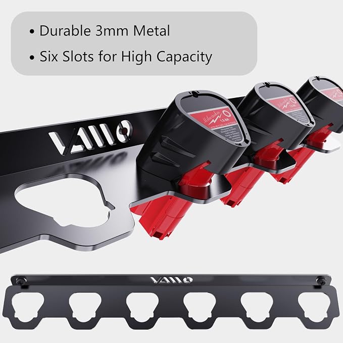 VAIIO Compatible Milwaukee M12 12V Battery Rack Holder, Wrought Iron Heavy Duty - Image 3