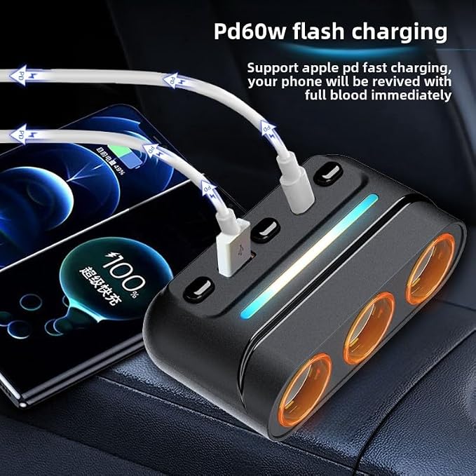 3 - in - 1 Cigarette Lighter Adapter - Image 3
