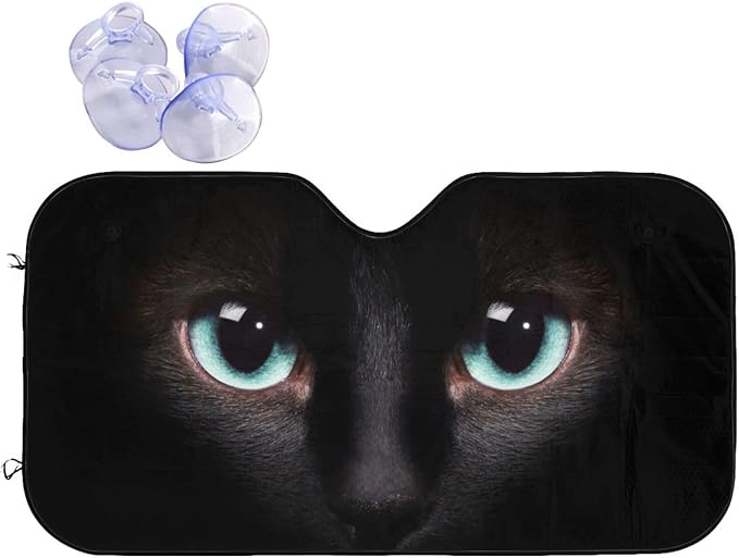 Black cat Eyes Car Windshield Sunshade Front Window Sun Visor Protector by mutakin
