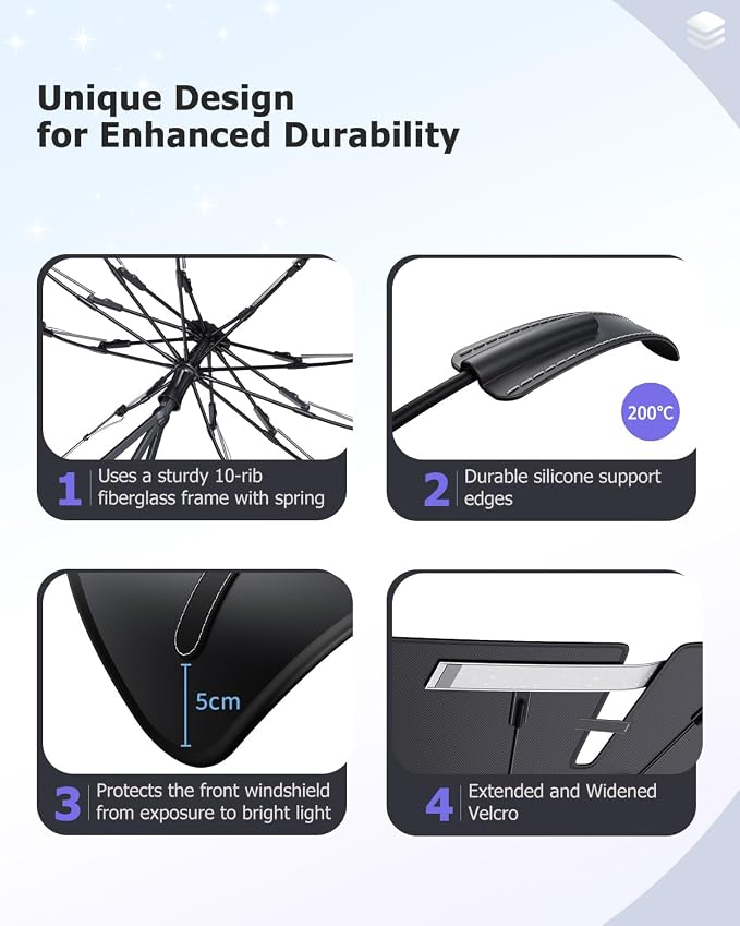2025 Upgrade Car Windshield Sun Shade Windshield Sunshade Umbrella Protect Car - Image 4