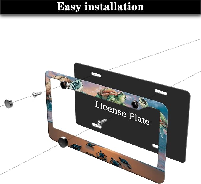License Plate Frames Multicolor Fun License Plate Frame Protector Turtle Beach - Image 7