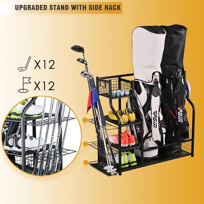 SNAIL Golf Bag Garage Storage Organizer Extra Large Size Golf Bag Rack Stand - Image 4