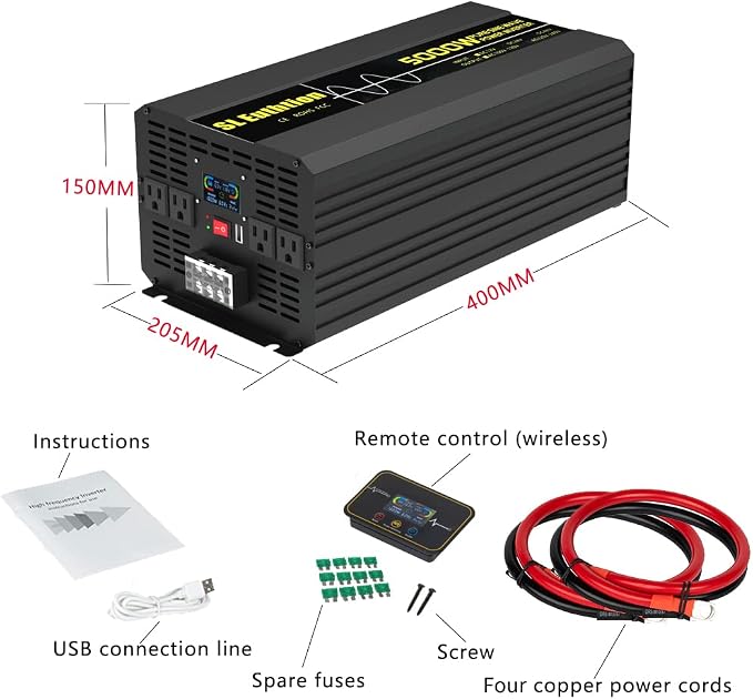 5000W/10000W Pure Sine Wave Car Power Inverter 12V DC to 120V AC 60HZ - Image 7