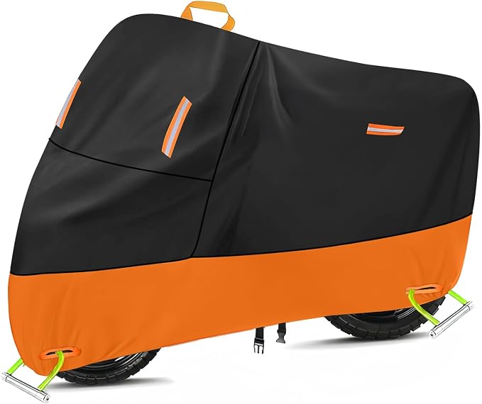 Powersports Vehicle Covers Black & Orange Waterproof Motorcycle Cover by SECELES