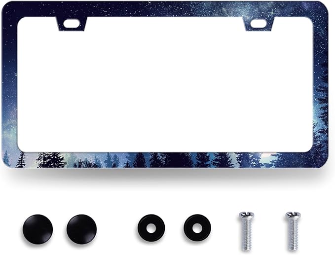 Beautiful Galaxy License Plate Frame Starry Sky Galaxy Forest License Plate by RNKATIH