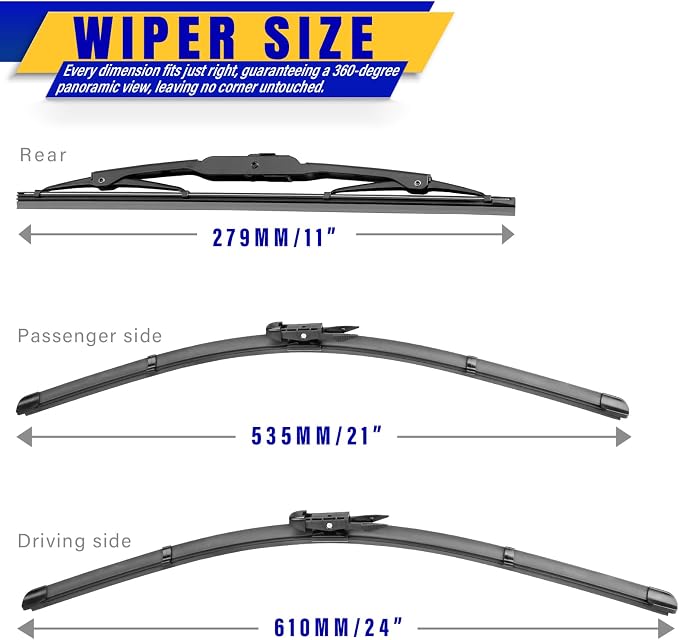 3 wipers Replacement for 2013-2016 GMC Acadia, Windshield Wiper Blades Original - Image 2