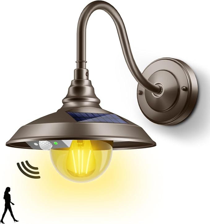 SIEDiNLAR Solar Barn Light Outdoor 3 Modes 2 Lighting, Aluminum Gooseneck Wall by Siedinlar