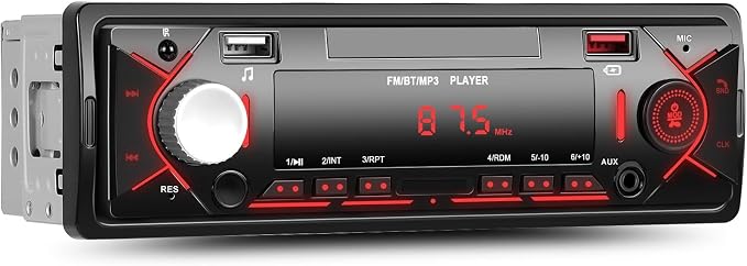 Car Radio Single Din Bluetooth Digital Car Stereo Receiver Hands-Free Calls by Zomolither