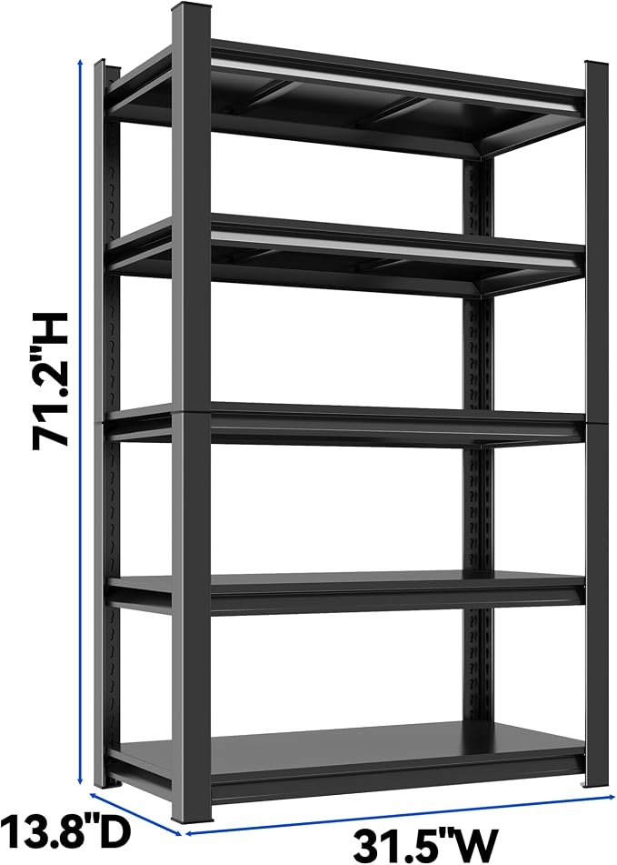 71.2"H Garage Shelving Heavy Duty Rack, 3000 LBS Extra Large Capacity 5 Tier - Image 2