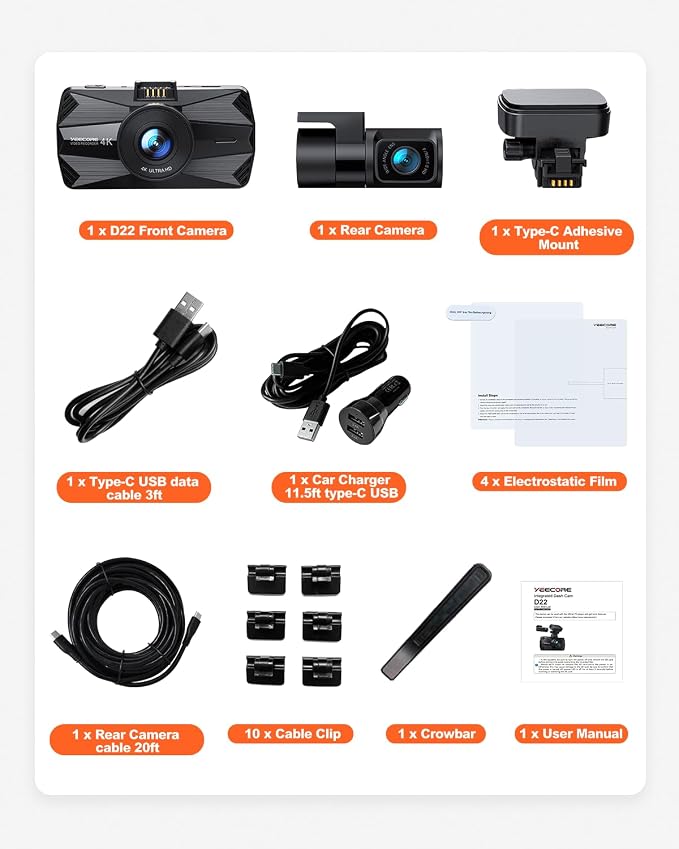 Real 4K 30fps Dash Cam Front and Rear, 2 Channel HDR - Image 9