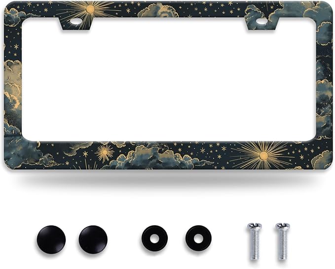 Beautiful Night Starry Sky License Plate Frame Nebula Stars License Plate by NEWCOCO