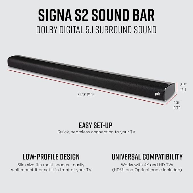 Polk Audio Signa S2 Sound Bar & Wireless Subwoofer – Exclusive VoiceAdjust - Image 2