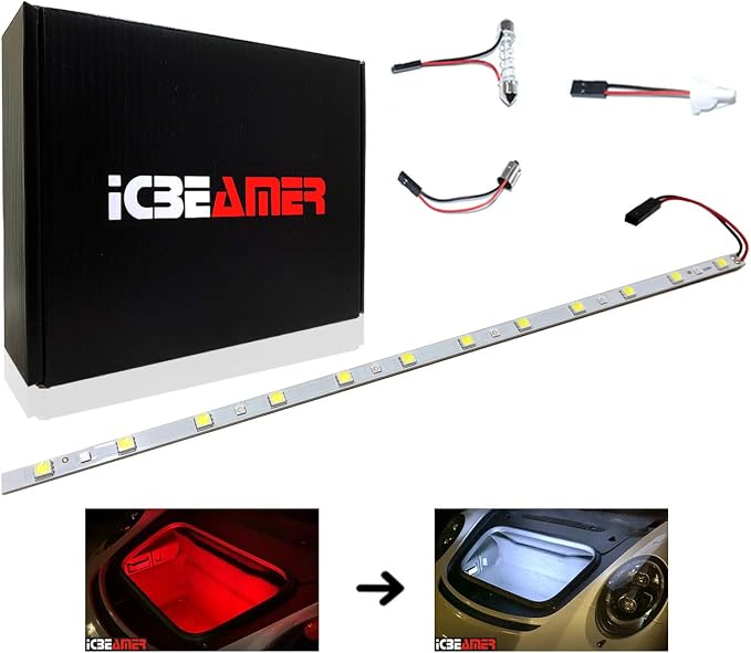 ICBEAMER 12" Red to White 18 SMDs 2835 LED Strip Light Universal Fit Car Trunk - Image 2