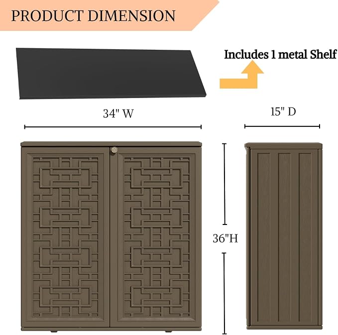 ZZM HDPE Outdoor Storage Shed, Outdoor Plastic Storage Cabinet, Horizontal - Image 5