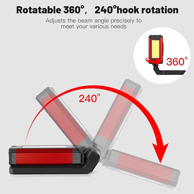 Rechargeable LED Magnetic Work Light 2 Pack, Portable Tool Gifts - Image 5