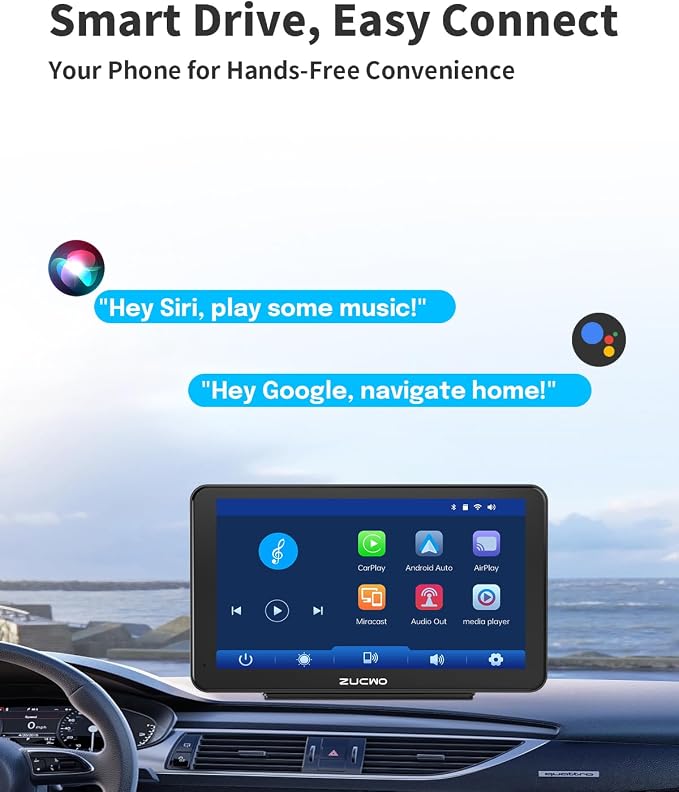 7 Inch Wireless CarPlay Screen for Car, Portable Car Stereo Touch Screen for - Image 5