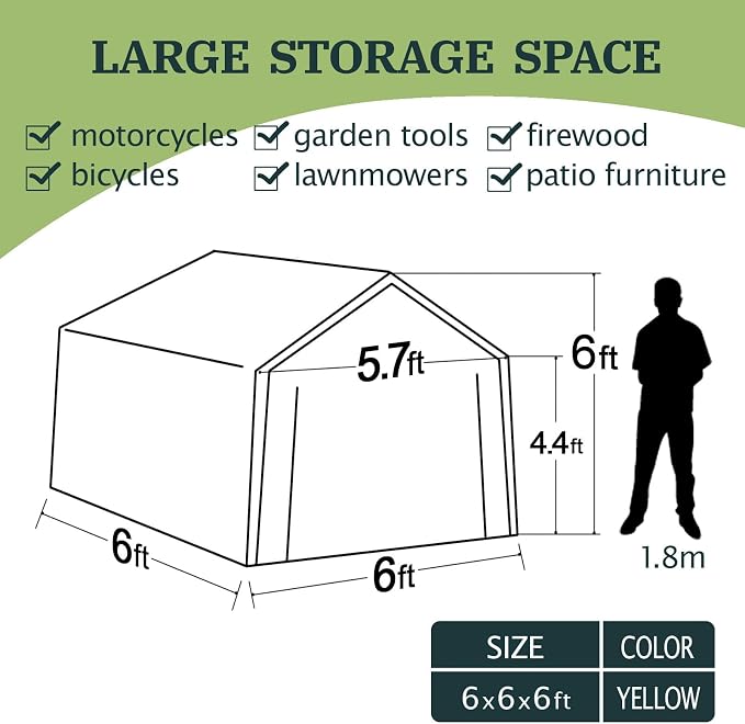 6x6 ft Heavy Duty Outdoor Storage Shed - Image 6