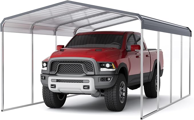 Carport Canopy 12x20 FT Heavy Duty Metal Carport Kit – Outdoor Portable Garage by Unknown