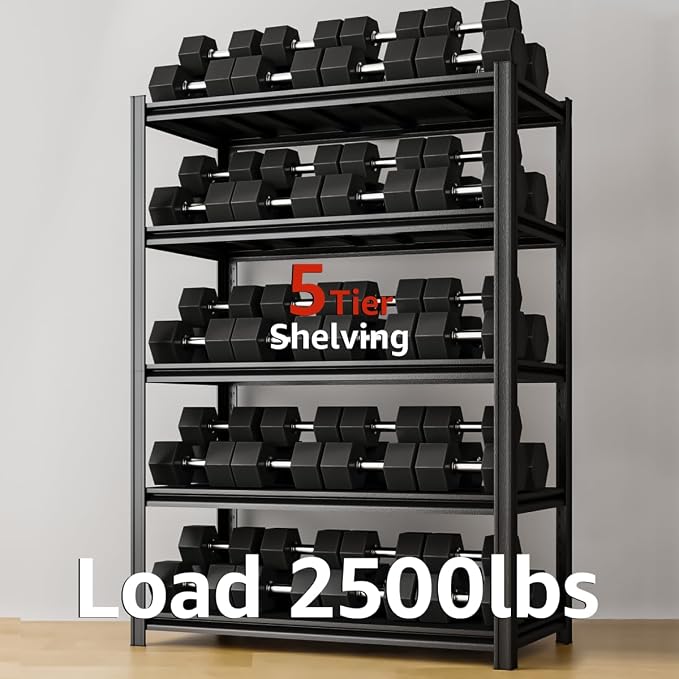 5 Tier Metal Shelving Unit, Heavy Duty Garage Shelves - Image 5