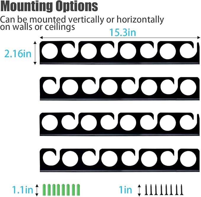 Wall or Ceiling Fishing Rod Storage Rack Vertical Horizontal Holder - Image 4