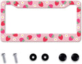 Cute Strawberry Printed License Plate Frame, Strawberry and Flowers Frames by MIXWIT