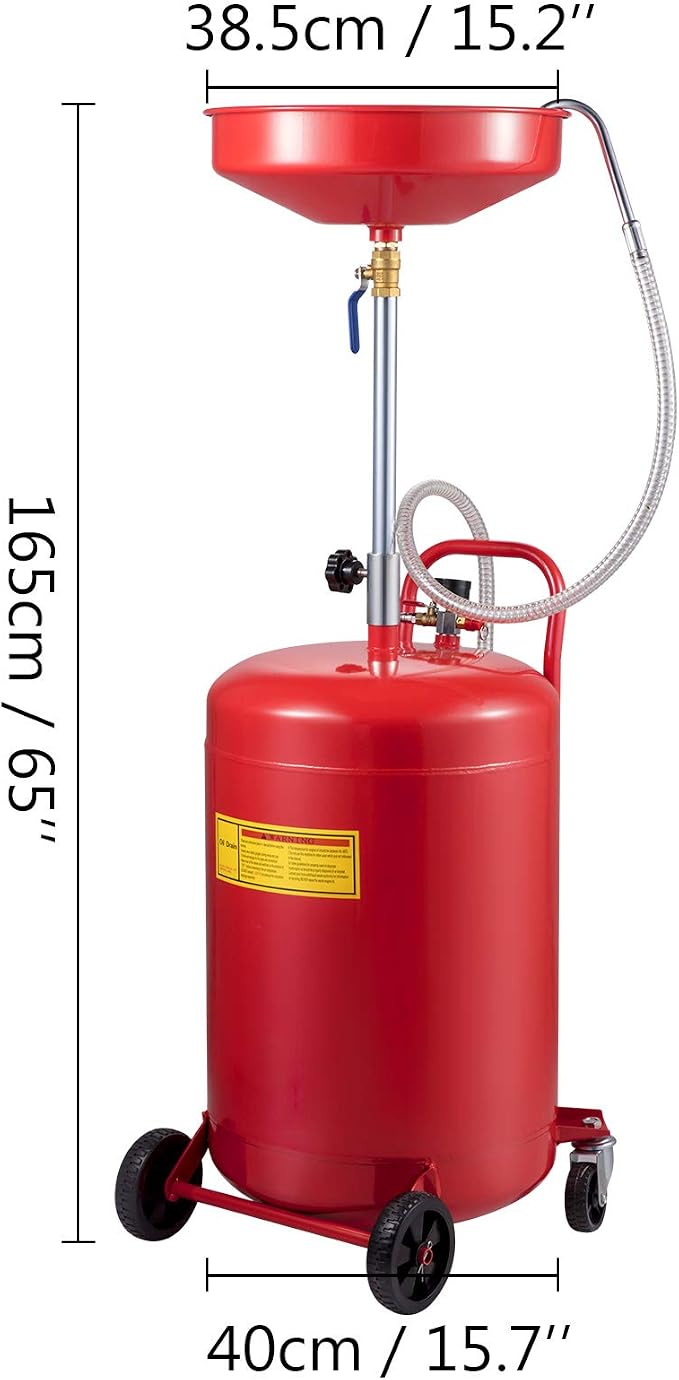 VEVOR 20-Gallon Waste Oil Drain Tank, Air Operated Portable Oil Drainer - Image 8