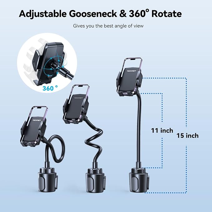 TECKNET Universal Car Cup Phone Holder – Adjustable Cradle Car Mount - Image 3