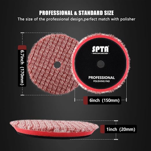 SPTA Wool Polishing Pads, Short Hair Wool Buffing and Polishing Pad Set - Image 4