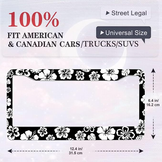2 Pack Hibiscus License Plate Frame-Rustproof Aluminum White Hibiscus Floral - Image 5