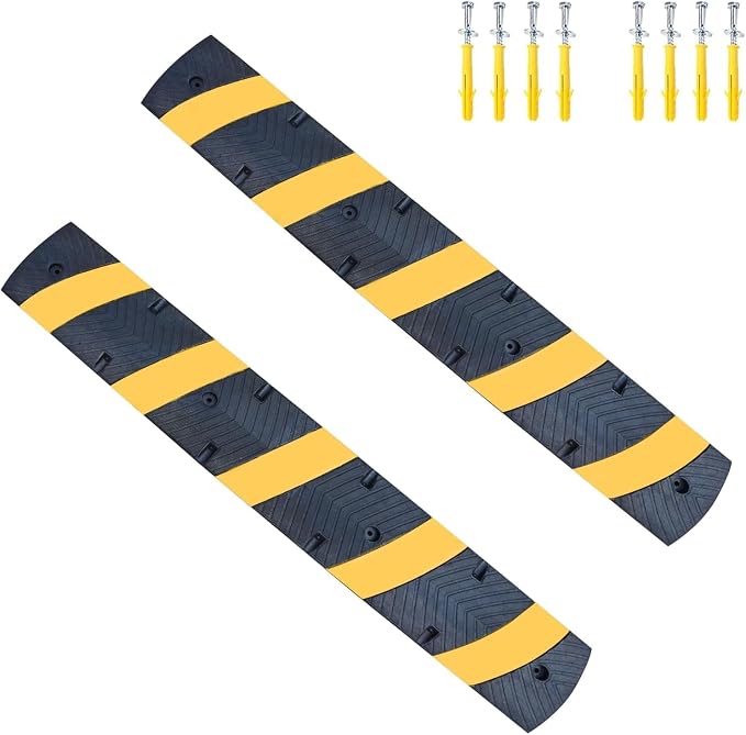 2 Pack 72 Inch Heavy Duty Rubber Speed Bump Ramp – Cable Protector, Driveway by OranclUS