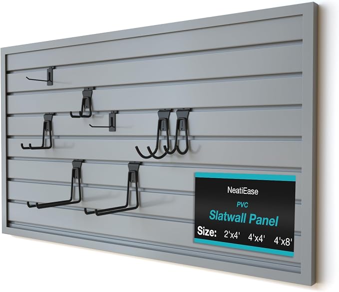 NeatiEase 2 x 4ft Slatwall Panel Wall Storage Systems, Slat Wall Paneling by NeatiEase