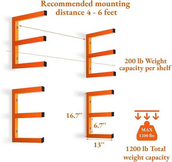 Heavy Duty Lumber Storage Rack Wall Mount, Metal Wood Rack Organizer - Image 2
