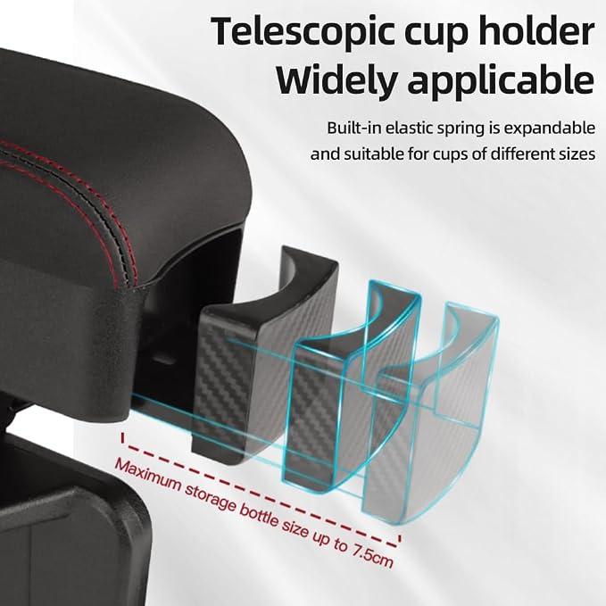 JEYODA Car Armrest Box with Cup Holder Car Central Liftable Armres Storage - Image 2