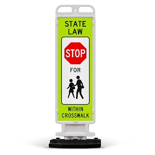 State Law Stop for Pedestrian in Crosswalk MUTCD R1-6a Sign, Double Sided 3M by SigoSigns
