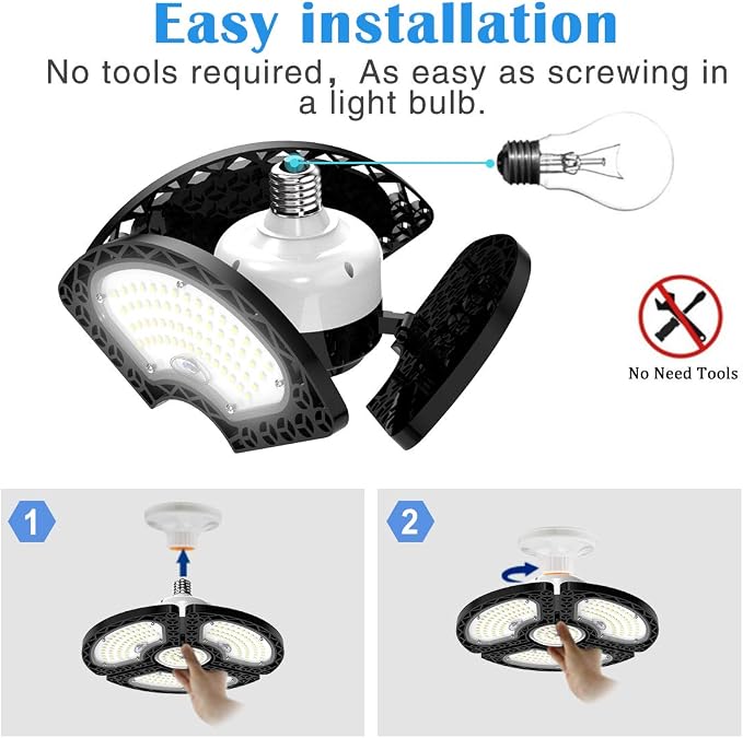 LED Garage Light 80W Deformable LED Ceiling Lights 12000 Lumens Led Shop Lights - Image 4