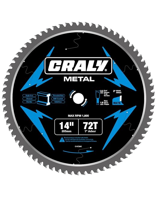 CRALY 14 Inch 72 Teeth Steel and Ferrous Metal Cutting Circular Saw Blade by CRALY