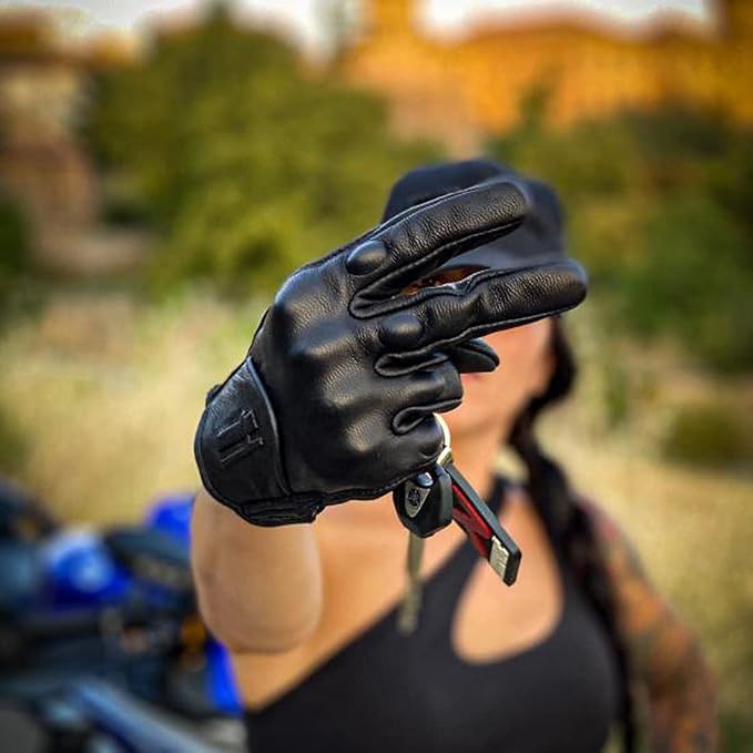 Harssidanzar Women's Motorcycle Gloves, Leather Motorcycle Gloves, Motorbike - Image 4