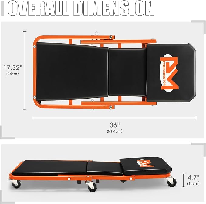 PM PERFORMOTOR 36 Inches Folding 2 in 1 Rolling Z Creeper, Adjustable Roller - Image 3