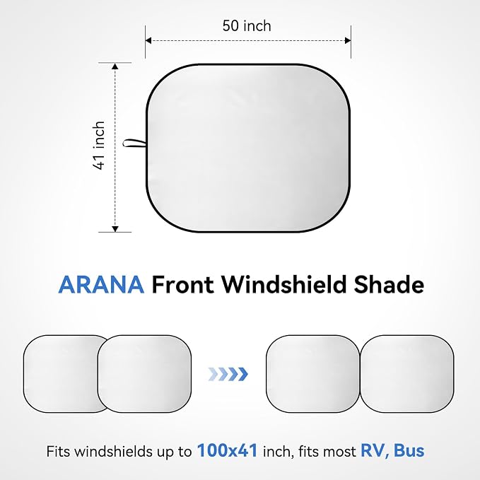 ARANA 2 Piece RV Sun Shade for Windshield, RV Car Windshield Sun Shade Cover - Image 2