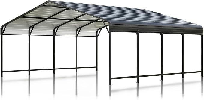 20x20 FT Metal Carport, Enhanced Base and Steel Roof - Image 7