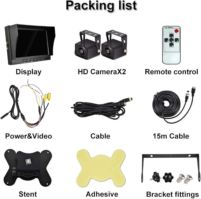 AHD Dual Backup Camera with 7'' 1080P DVR Monitor, Front and Rear View Camera - Image 7