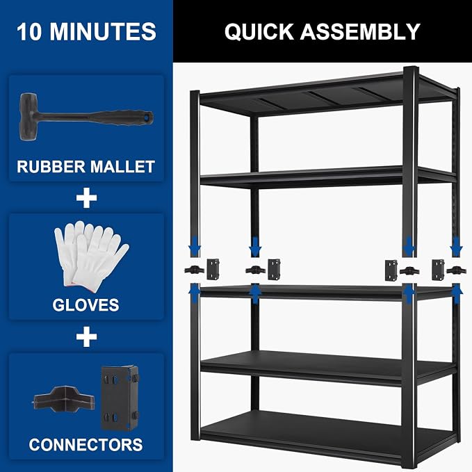 BILT HARD 3500 LBS 48" W x 24" D x 72" H Metal Garage Shelving Unit, 5-Tier - Image 7