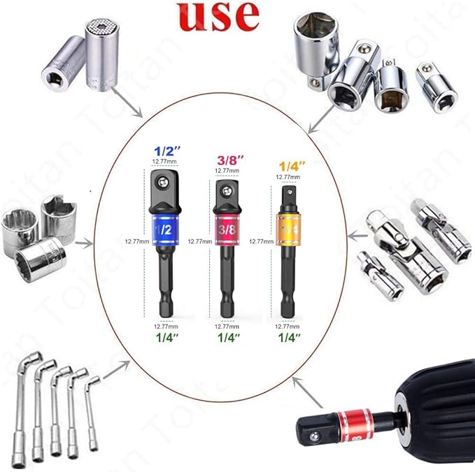 Impact Grade Power Hand Tools Driver Sockets Adapter Extension Set - Image 4