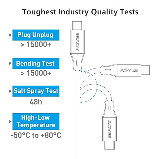 AGVEE 2 Pack 5ft Coiled Short USB to USB-C Charging Cable 3A Fast Charger Cord - Image 6