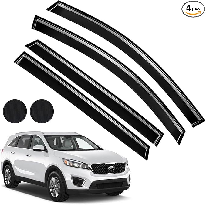 Rain Guards for Kia Sorento 2016-2020, Tape-on Side Window Deflectors for Kia by LETINGFAR