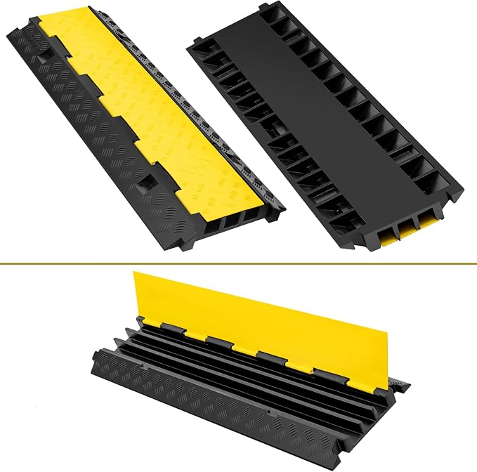 3 Channel 2 Pack Cable Protector Ramp Traffic Wire and Hose Ramp Cord Cover - Image 2