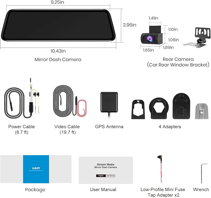 AUTO-VOX V5PRO 1080P 9.35'' OEM Rear View Mirror Camera, Full Laminated - Image 9