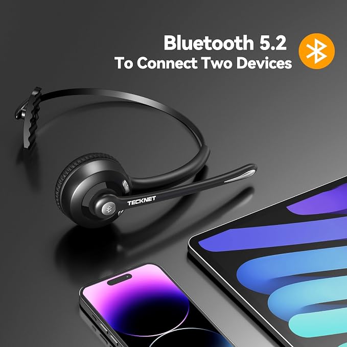 TECKNET Bluetooth Headset, Wireless On Ear Headphones - Image 2