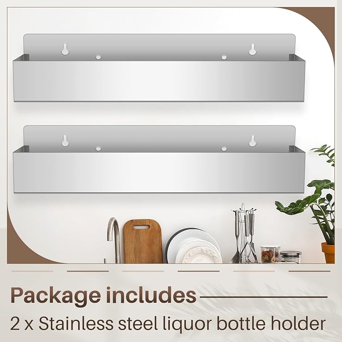Tanlade 2 Pieces 32 Inch Single Speed Rail Stainless Steel Liquor Bottle Holder - Image 3